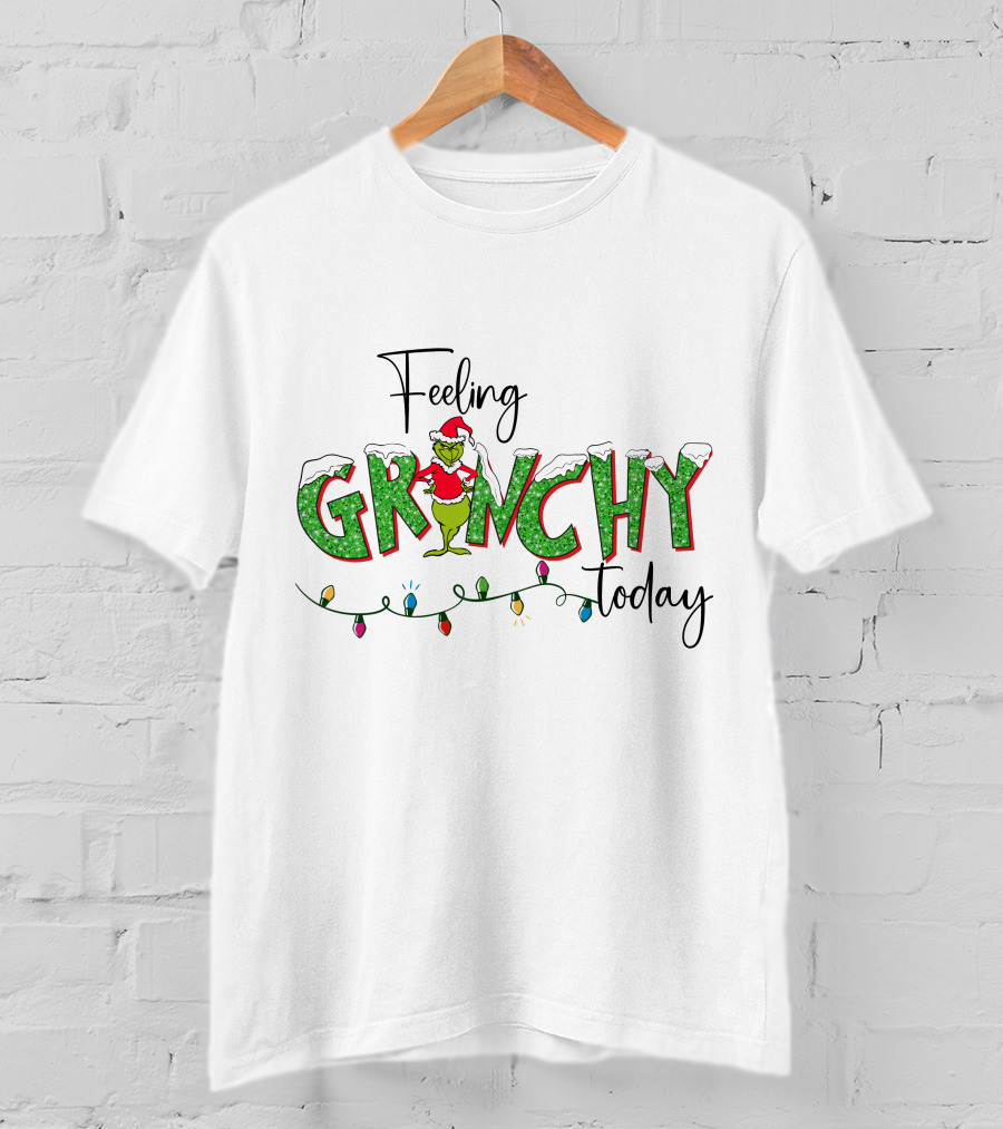 Feeling Grinchy Today Christmas Lights Holiday Festive T-Shirt