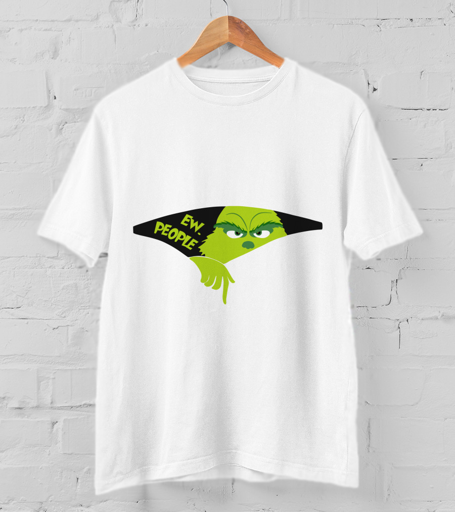 Ew People Grinch Face Peeking Out T-Shirt