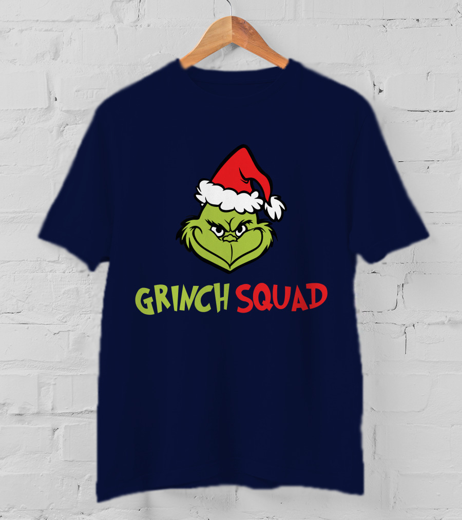 Grinch Squad Merry Christmas Santa Hat T-Shirt