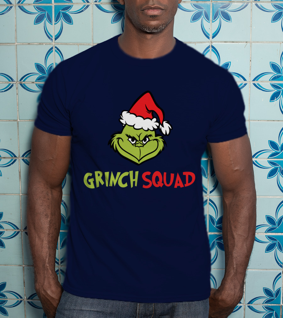 Grinch Squad Merry Christmas Santa Hat T-Shirt