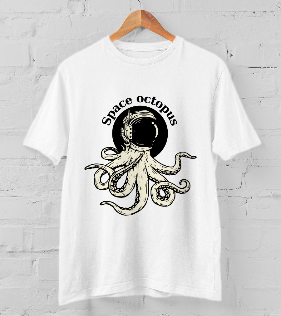 Space Octopus Astronaut Helmet Retro T-Shirt