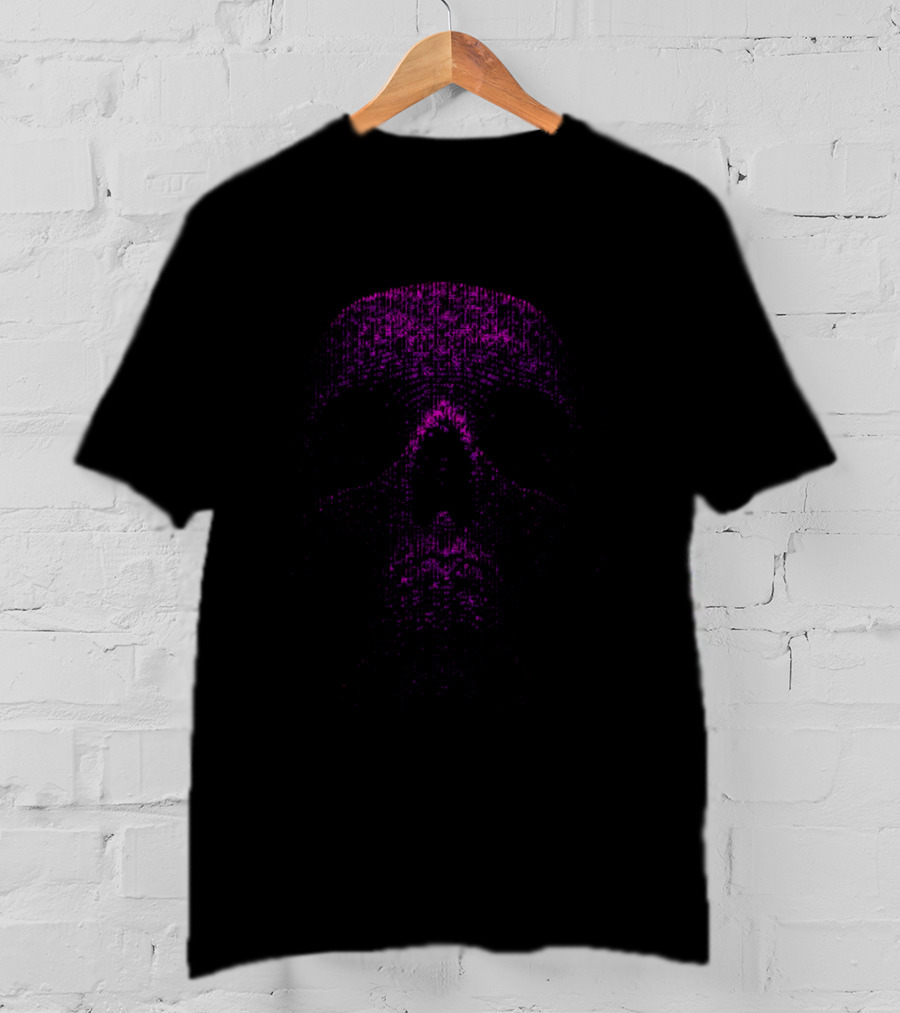 Skull Message Digital Matrix Purple Skull T-Shirt