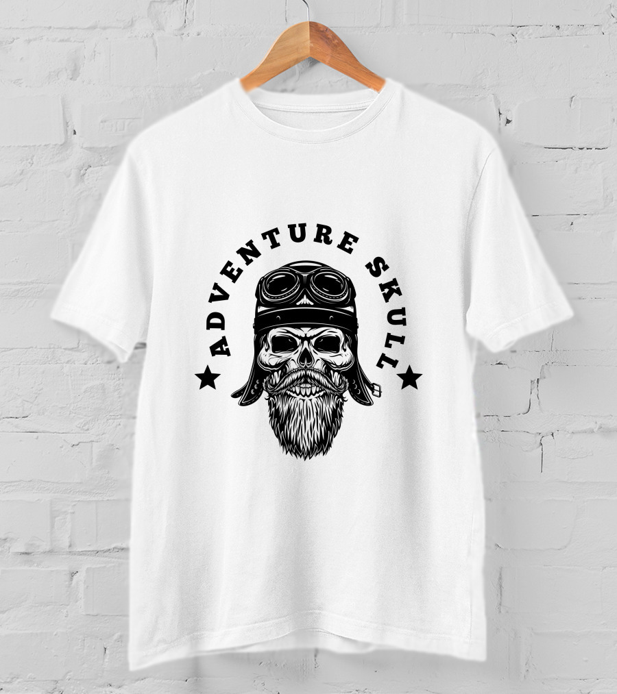 Adventure Skull Black Pilot T-Shirt