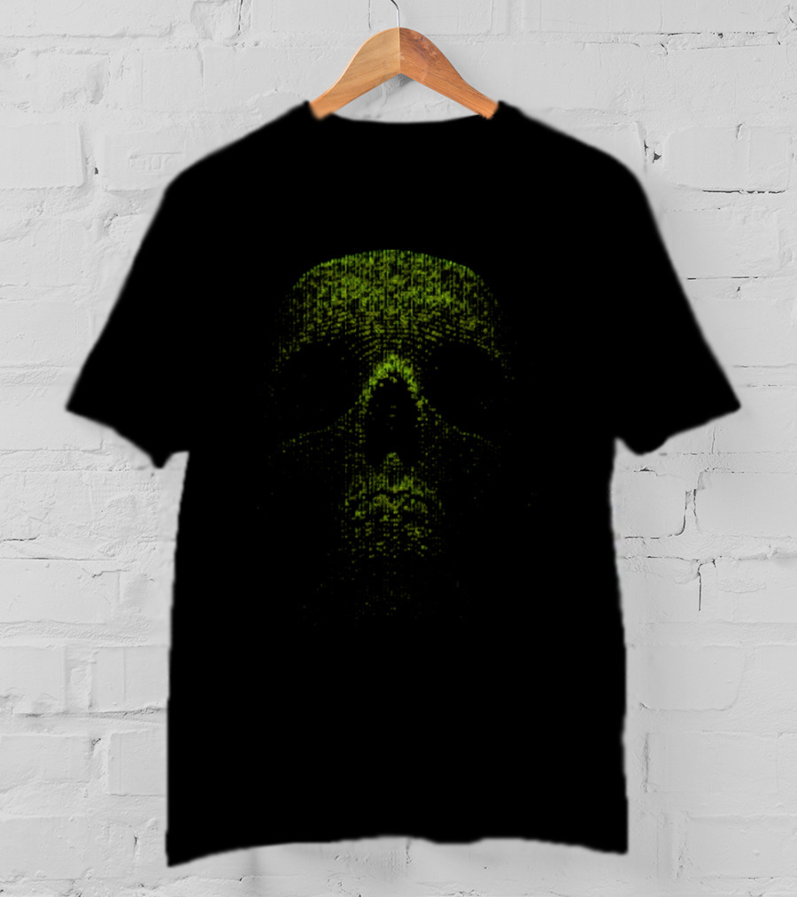Hacker Skull Digital Code Matrix T-Shirt