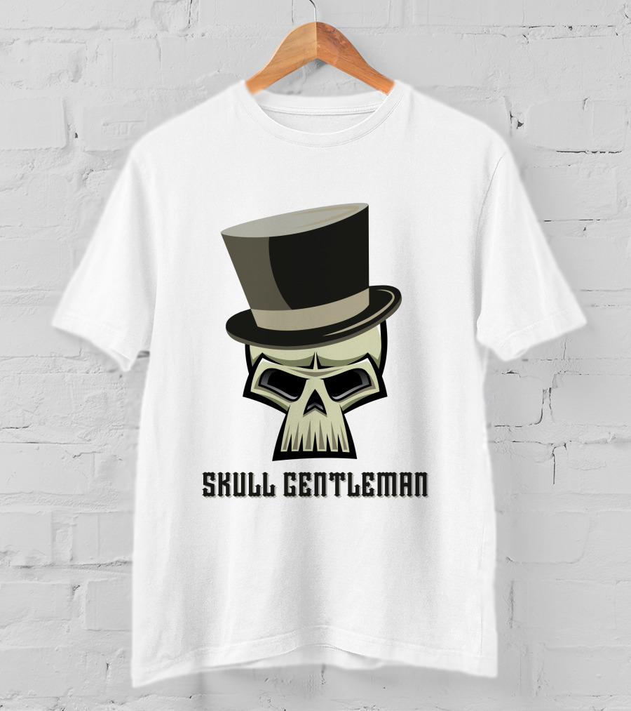 Skull Gentleman Noble Top Hat T-Shirt