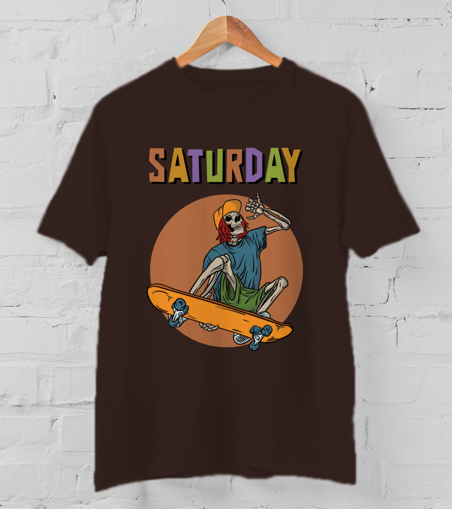 SATURDAY Skeleton Skateboarder Vibe T-Shirt