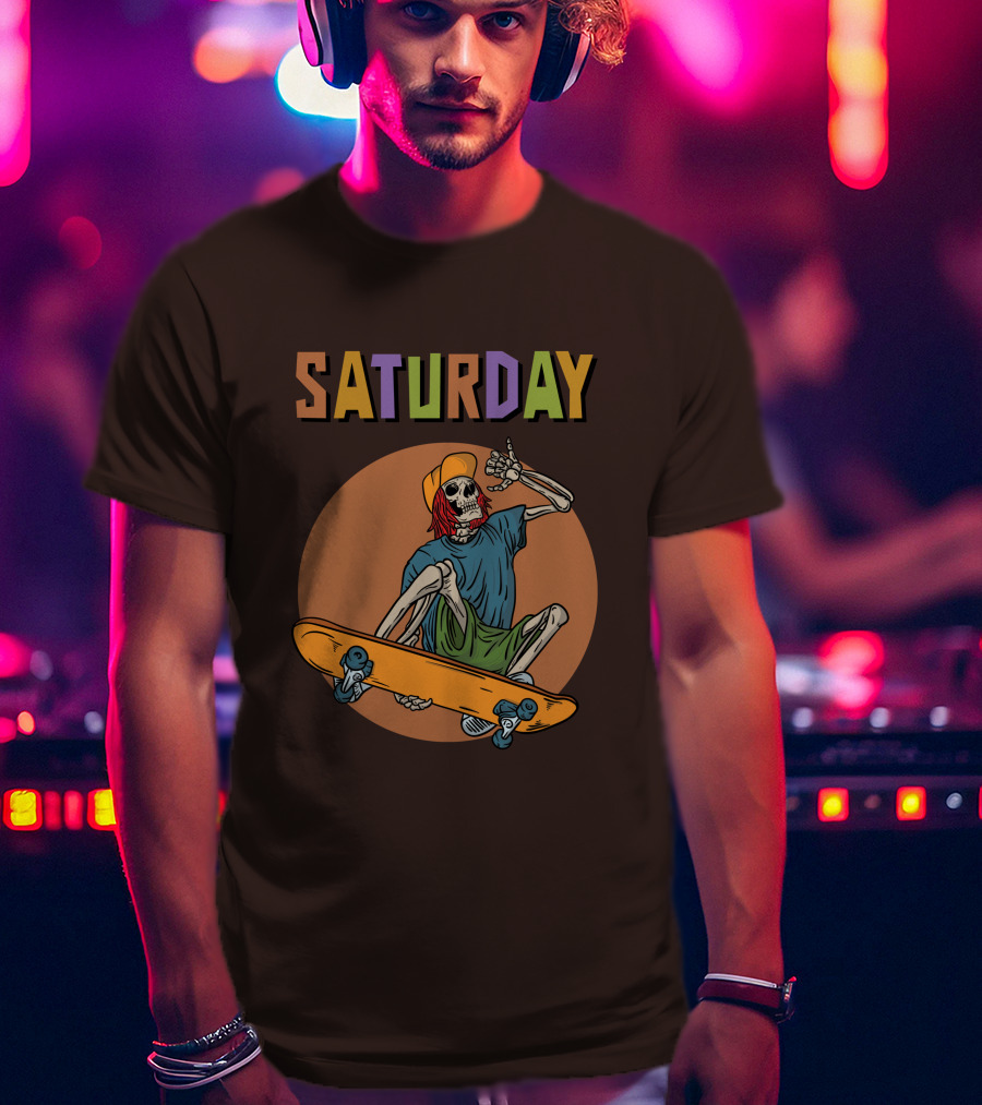 SATURDAY Skeleton Skateboarder Vibe T-Shirt