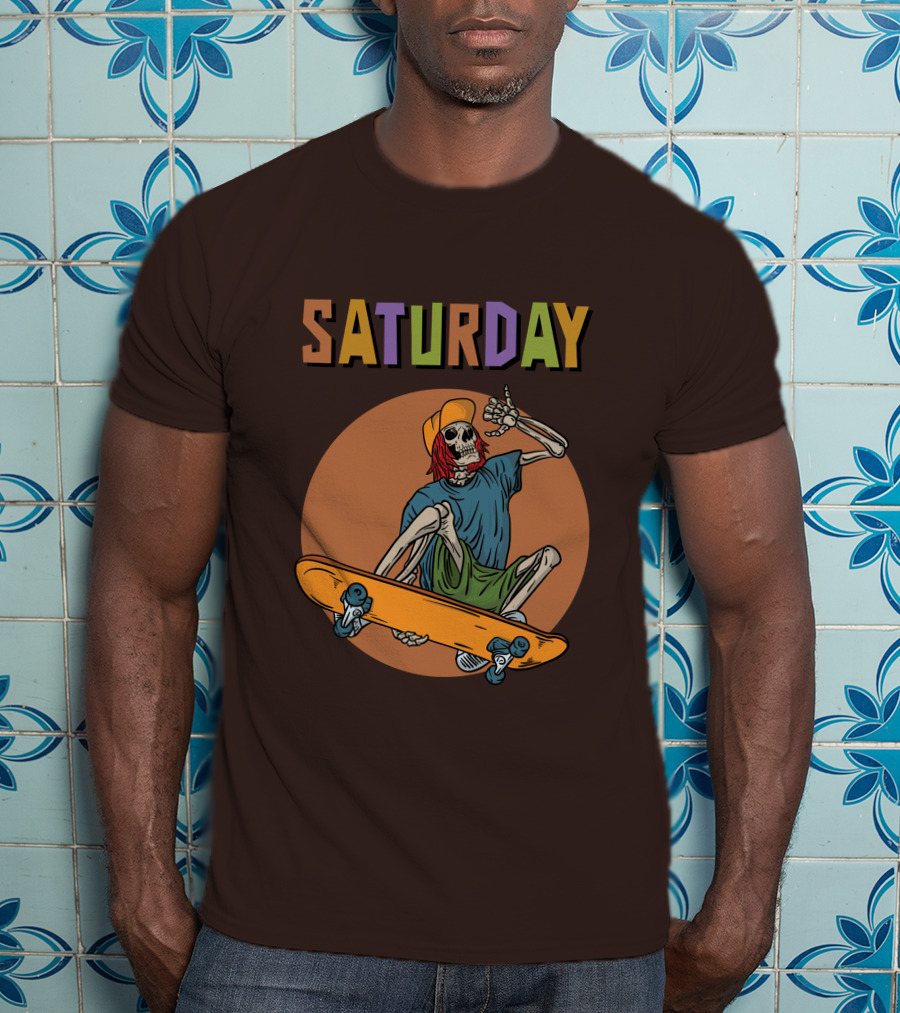 SATURDAY Skeleton Skateboarder Vibe T-Shirt