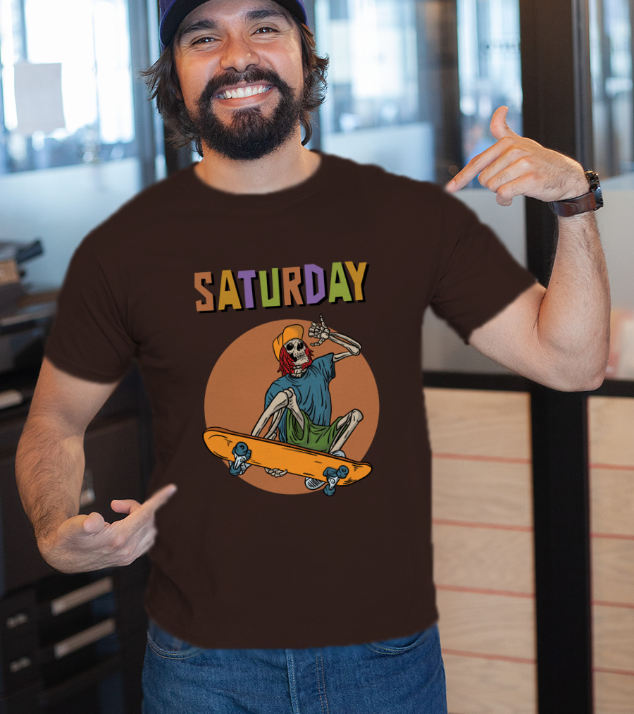 SATURDAY Skeleton Skateboarder Vibe T-Shirt