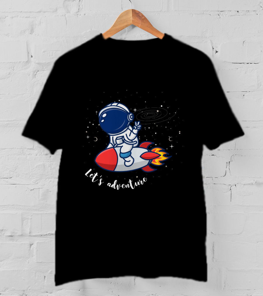 Cute Astronaut Let's Adventure Rocket Galaxy T-Shirt