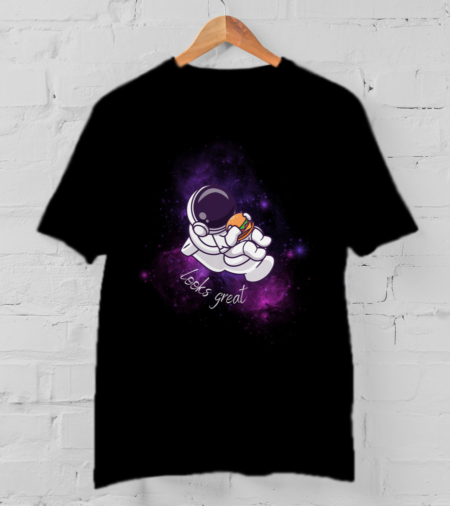 Astronaut Looks Great With Burger In Space T-Shirt
