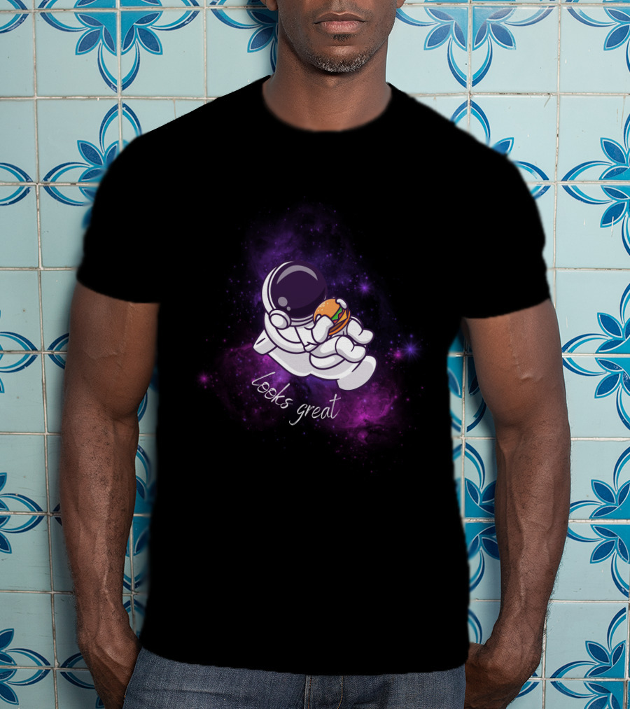 Astronaut Looks Great With Burger In Space T-Shirt