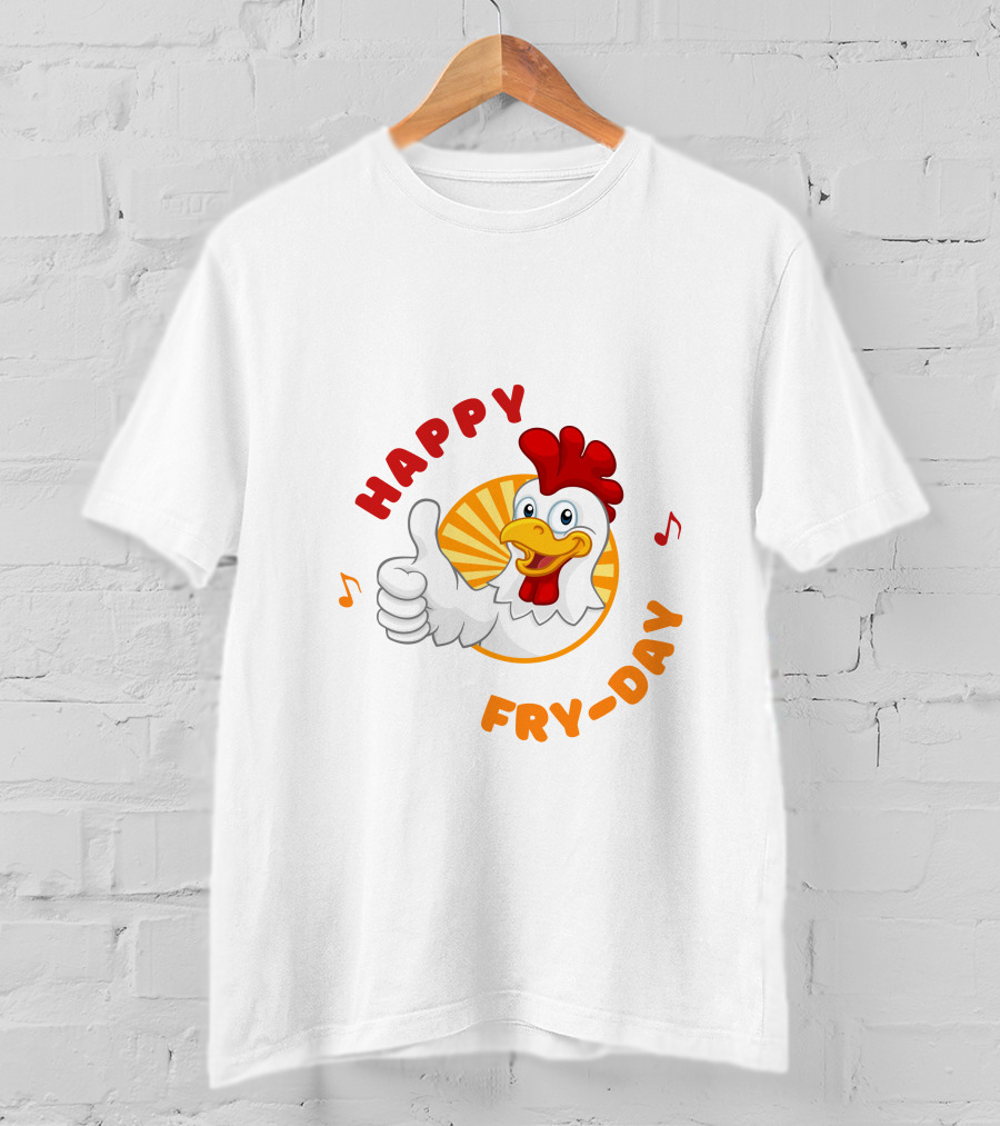 HAPPY FRY-DAY Chicken Thumbs Up With Musical Notes T-Shirt