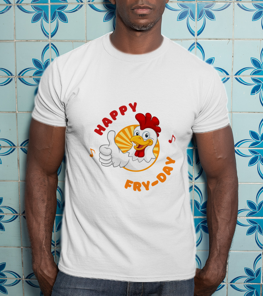 HAPPY FRY-DAY Chicken Thumbs Up With Musical Notes T-Shirt