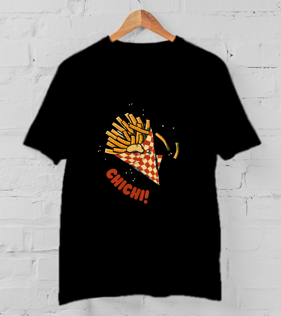 CHI CHI French Fries Cone Explosion Checkered Wrapper T-Shirt