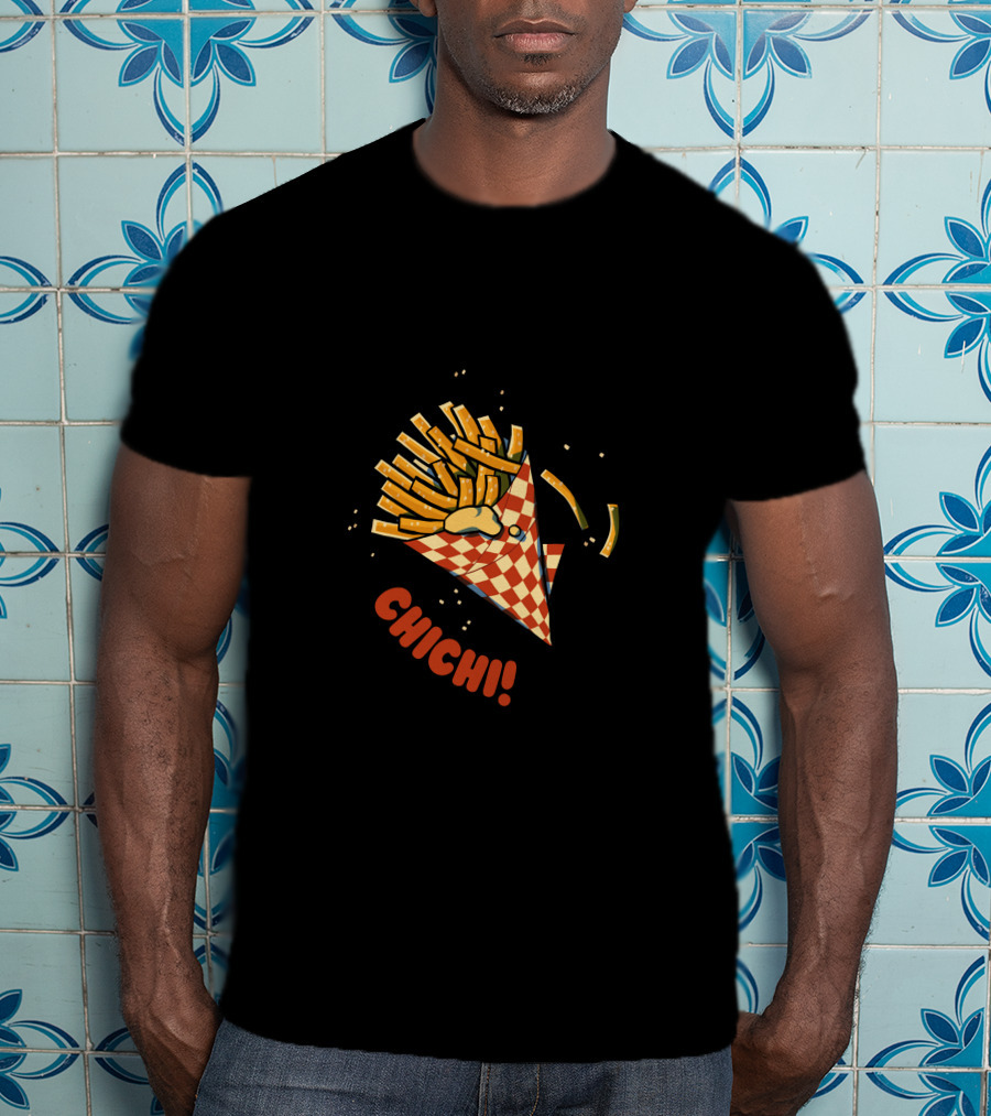 CHI CHI French Fries Cone Explosion Checkered Wrapper T-Shirt