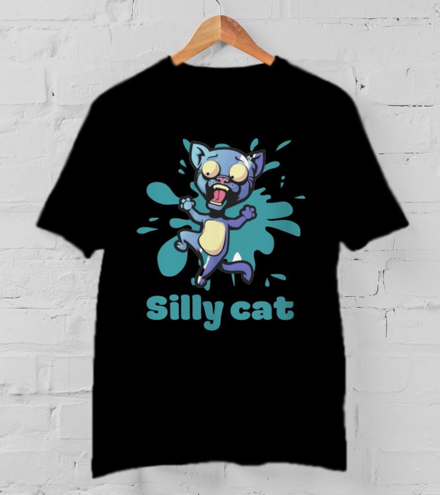Playful Silly Cat With Cartoon Splash Effect T-Shirt