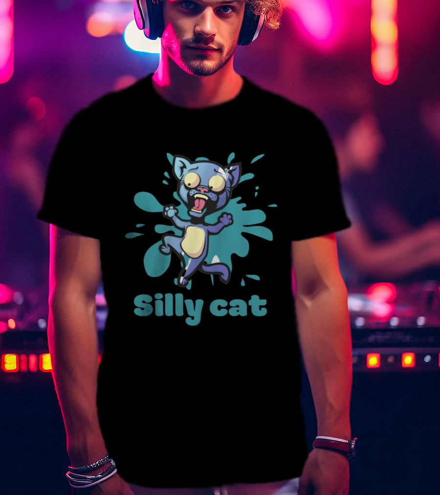 Playful Silly Cat With Cartoon Splash Effect T-Shirt
