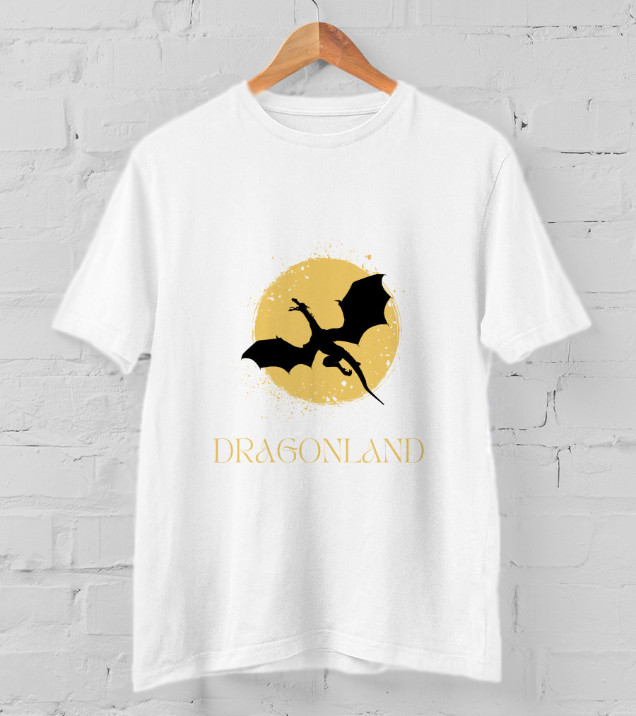 Dragonland Silhouette Against Moon T-Shirt