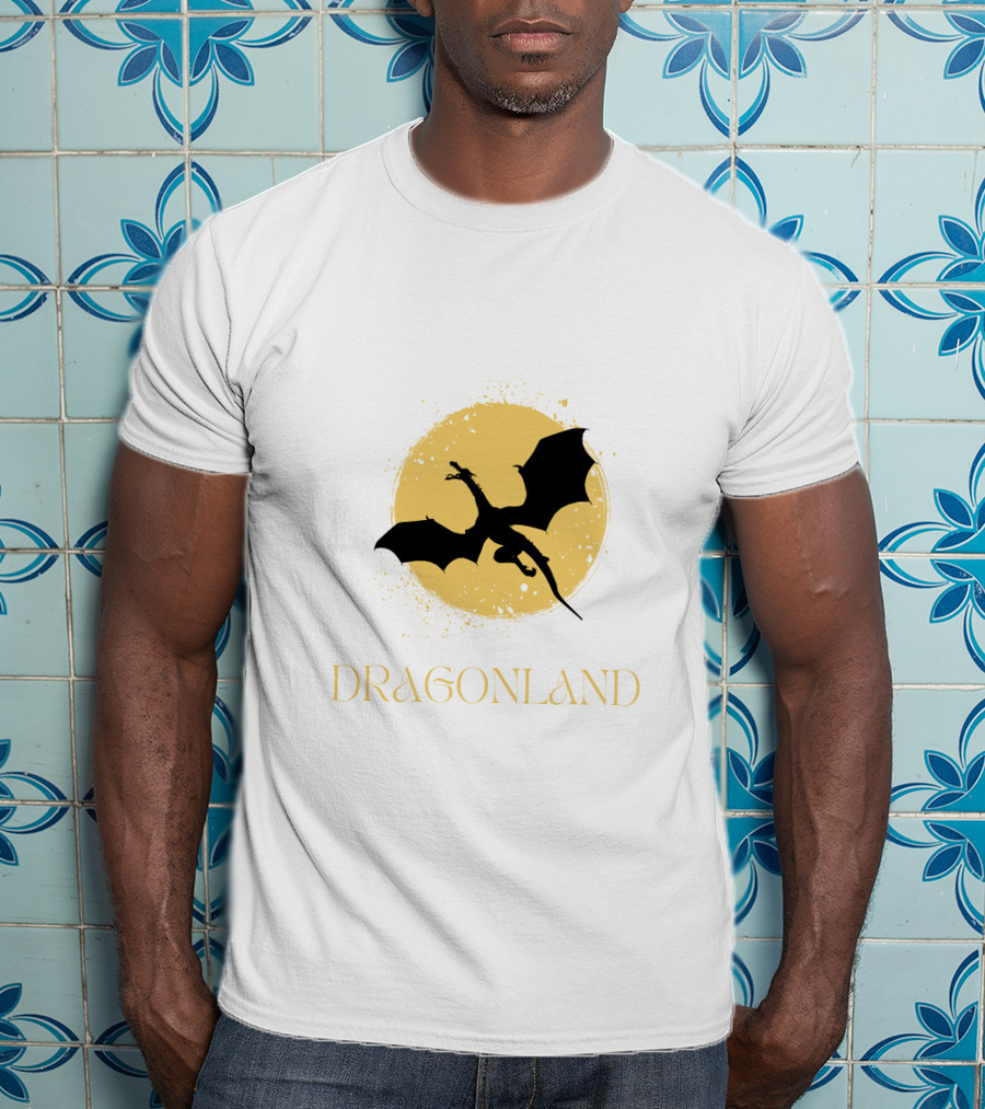 Dragonland Silhouette Against Moon T-Shirt