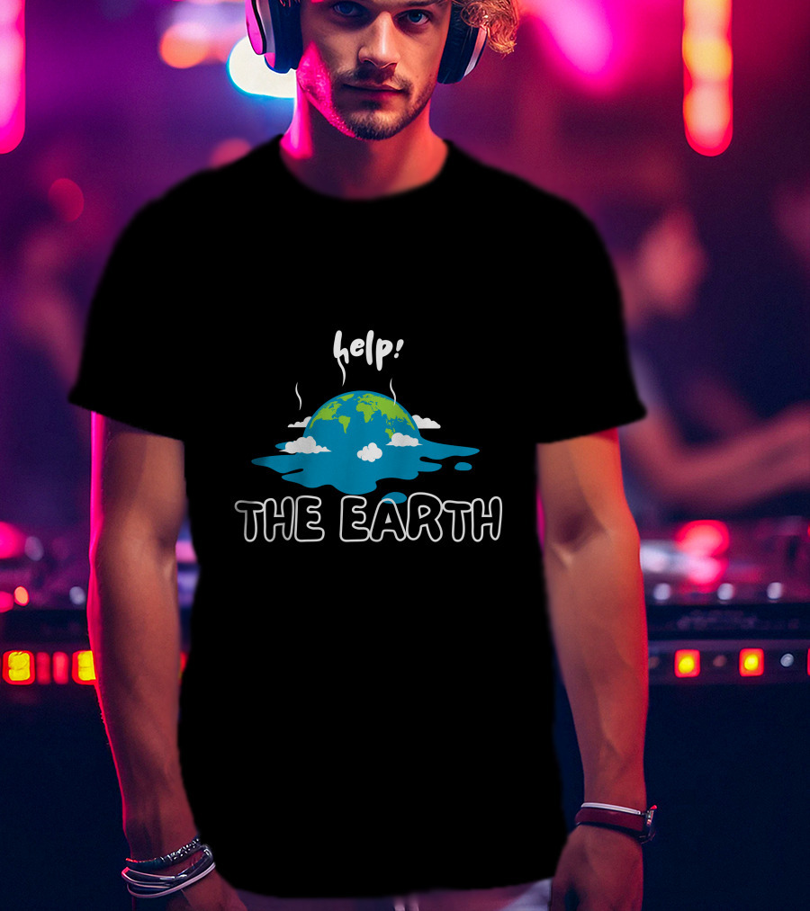 Help The Earth Melting Globe Clouds T-Shirt