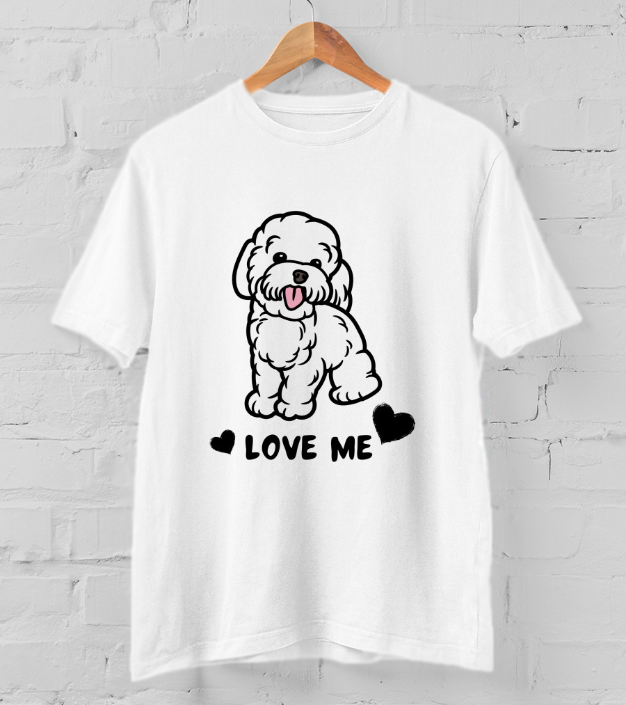 LOVE ME Cute Fluffy Dog With Hearts T-Shirt