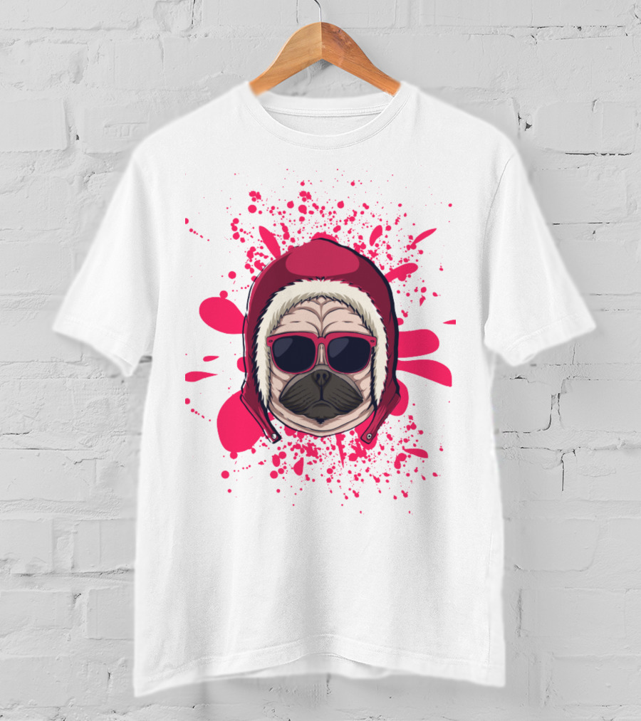 Pink Dog In Hood With Sunglasses T-Shirt