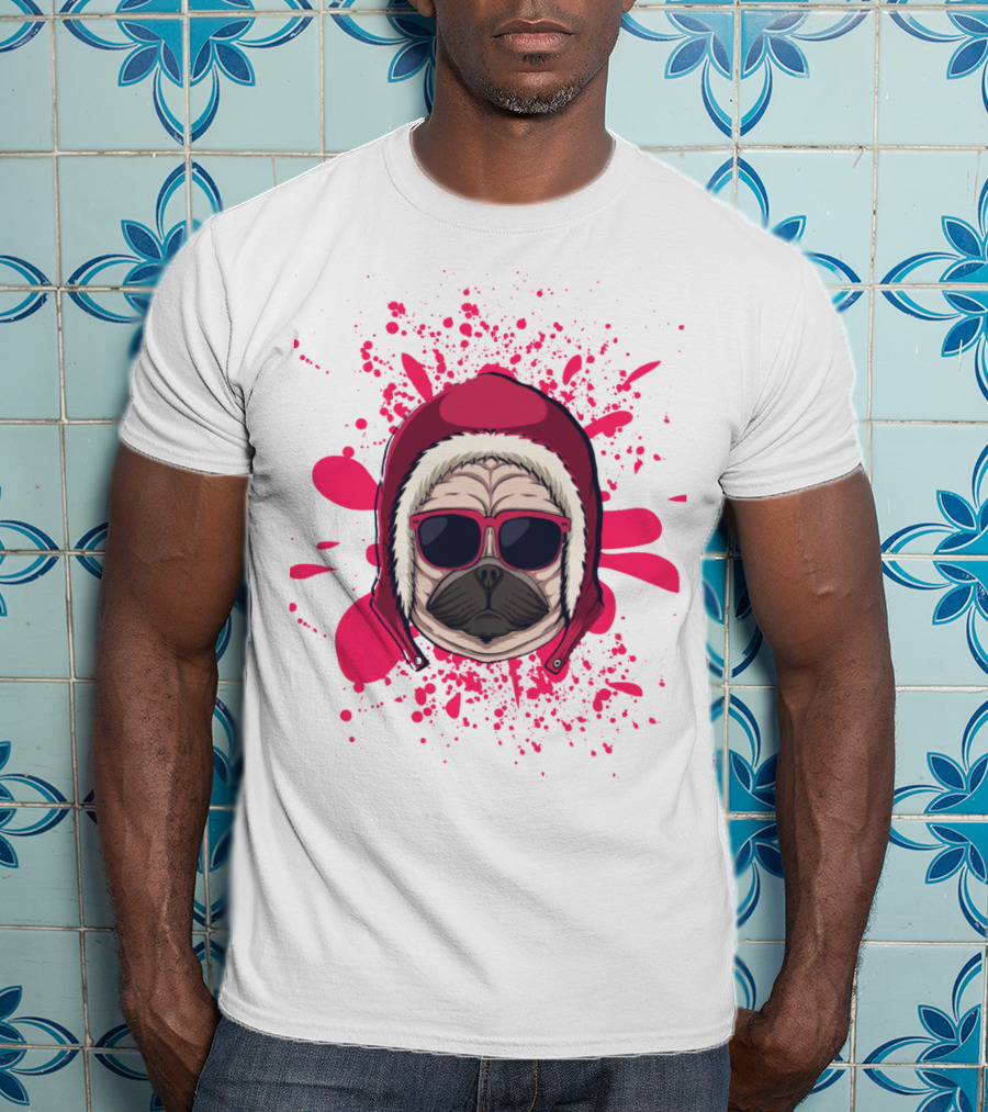 Pink Dog In Hood With Sunglasses T-Shirt