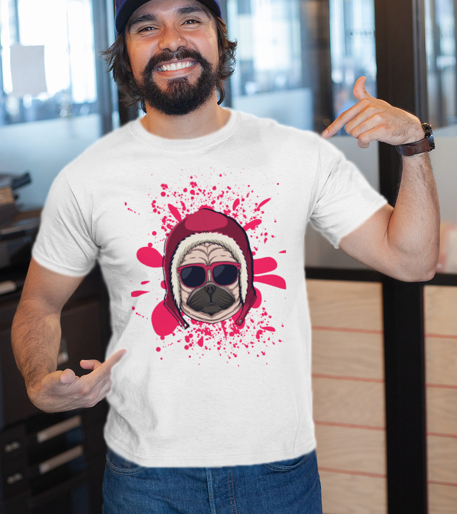 Pink Dog In Hood With Sunglasses T-Shirt