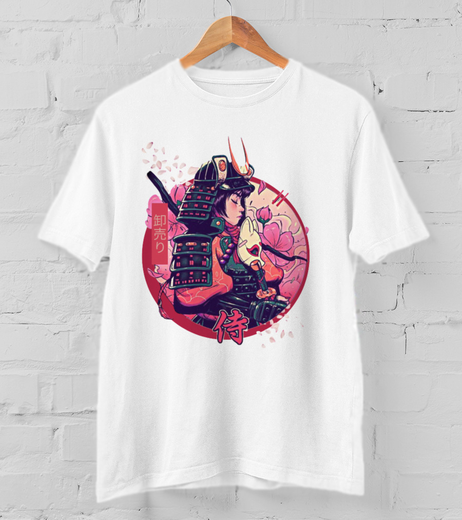Samurai Girl Cherry Blossom Warrior Japan Kanji T-Shirt