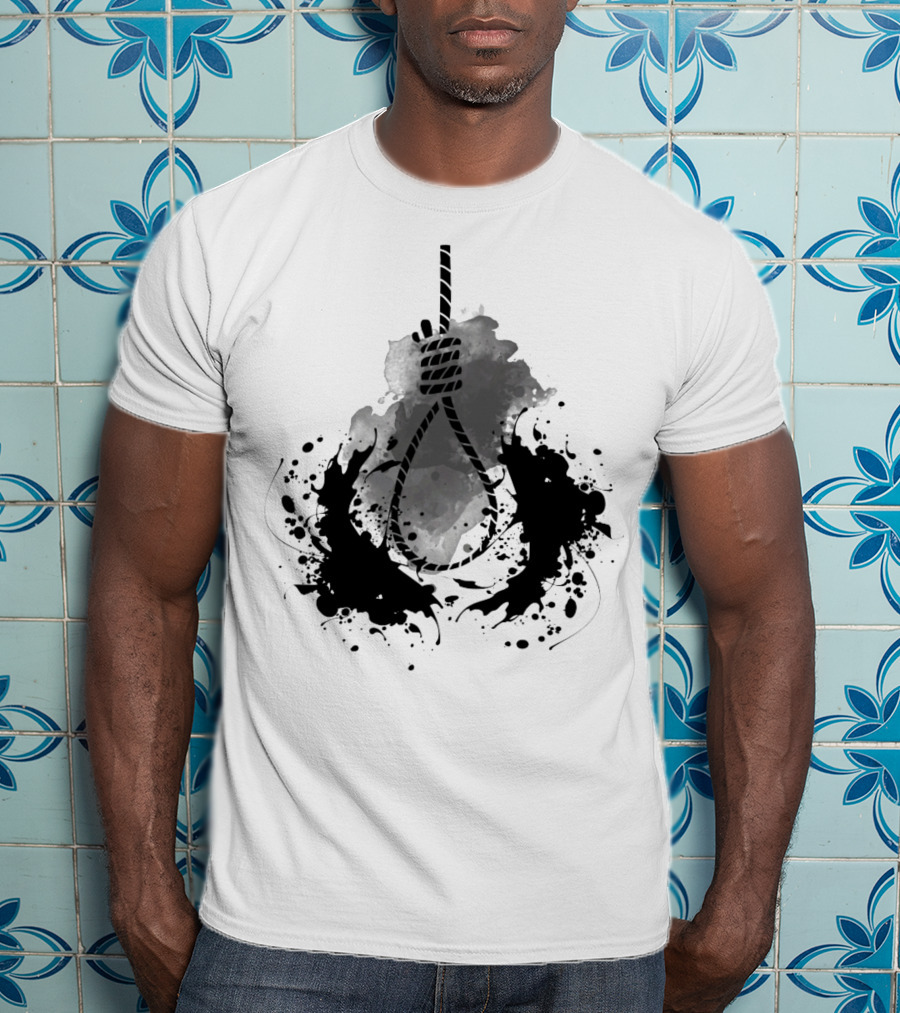 Rope Black And White Abstract Ink Splatter T-Shirt