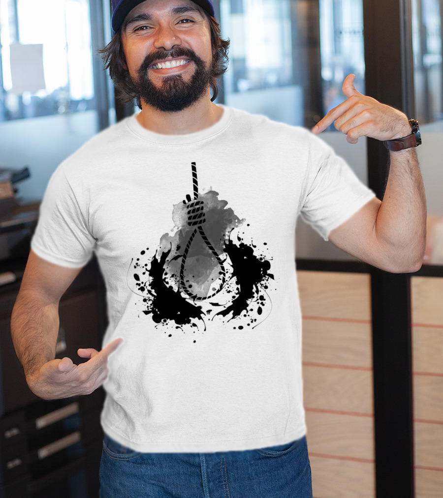 Rope Black And White Abstract Ink Splatter T-Shirt