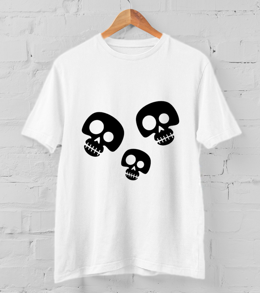 Skull Cute Trio Playful Black And White Skulls T-Shirt