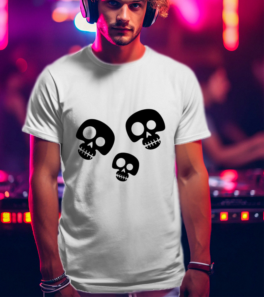 Skull Cute Trio Playful Black And White Skulls T-Shirt