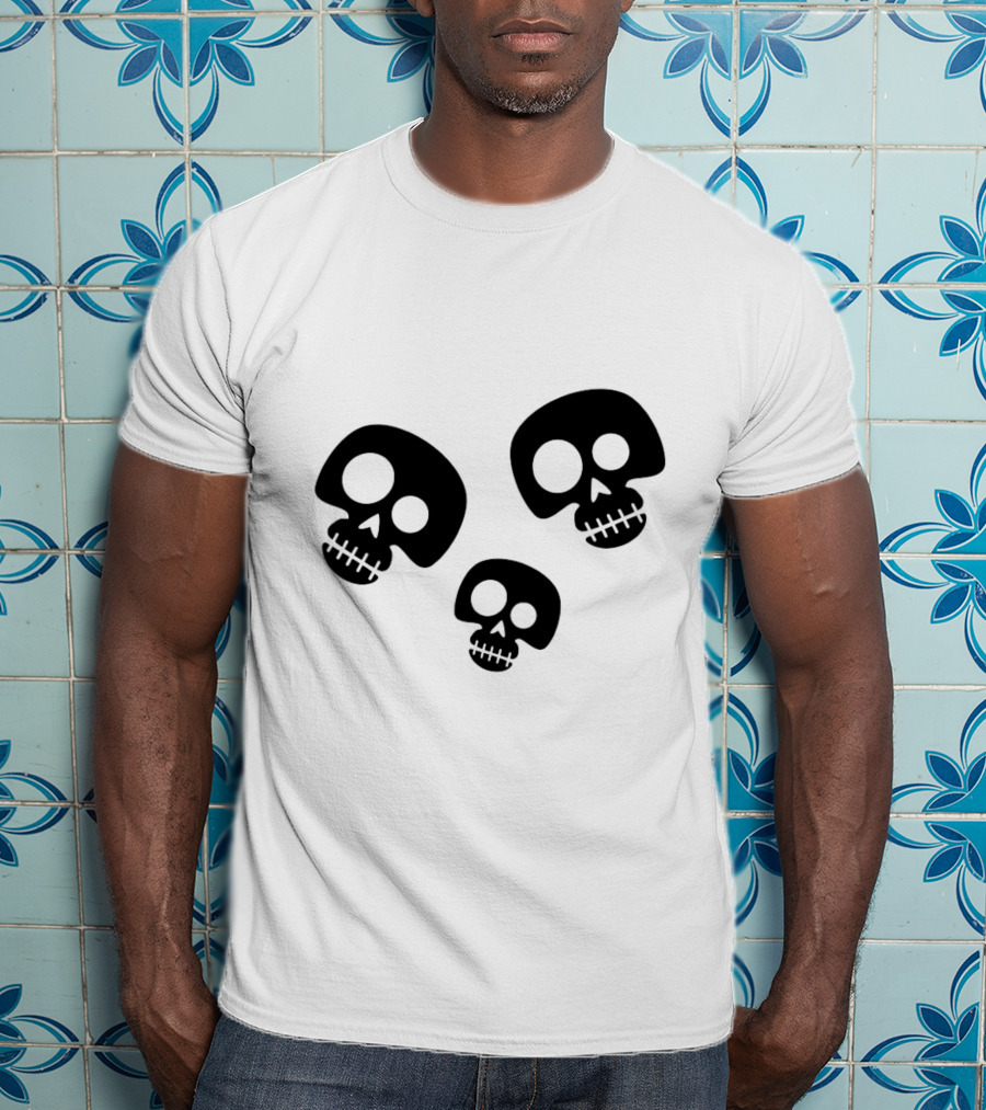 Skull Cute Trio Playful Black And White Skulls T-Shirt