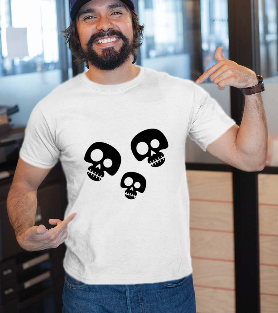 Skull Cute Trio Playful Black And White Skulls T-Shirt
