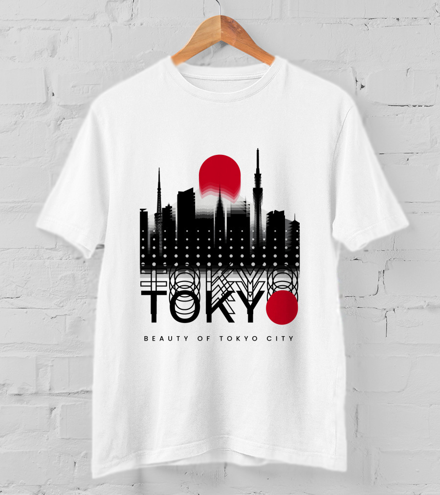 Tokyo Beauty Of Tokyo City Skyline Red Sun T-Shirt