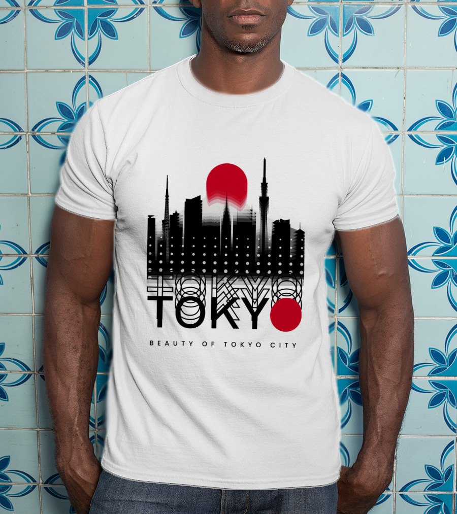 Tokyo Beauty Of Tokyo City Skyline Red Sun T-Shirt