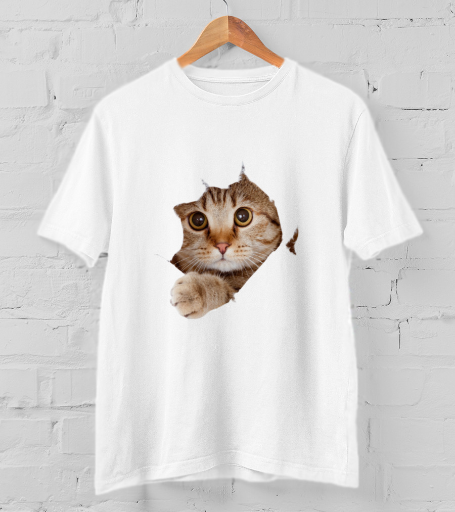 Cat Cute Peek Front Pajamas For Women T-Shirt