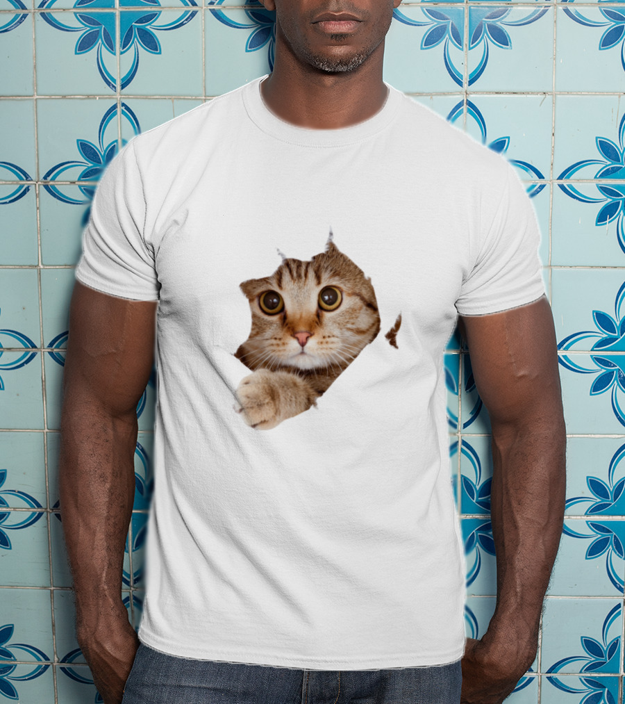 Cat Cute Peek Front Pajamas For Women T-Shirt