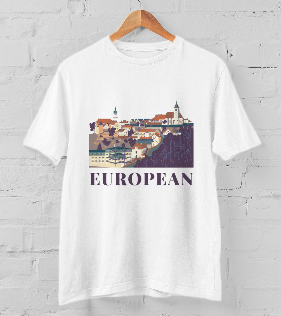 European Scenic Village Architecture Panorama T-Shirt