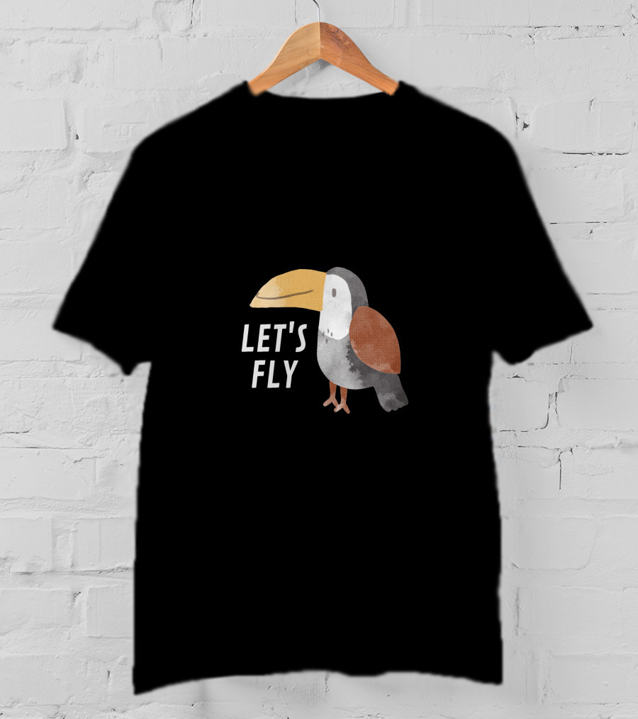 Let's Fly Toucan Bird Motif T-Shirt