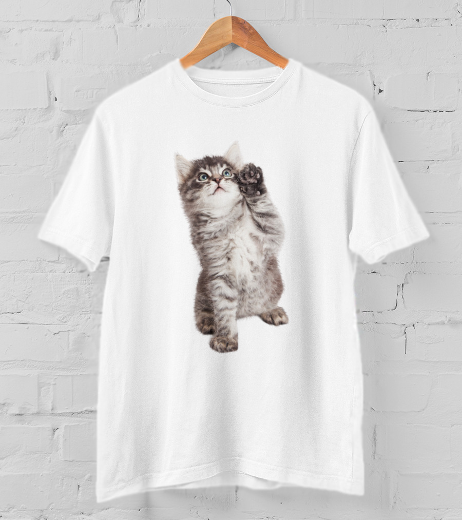 Cat Cute Playful Kitten Paw Lift T-Shirt