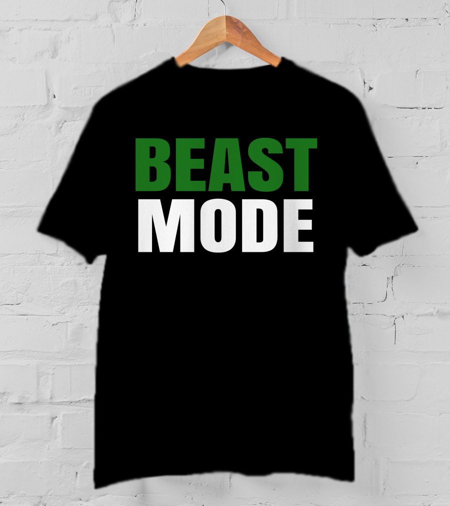BEAST Mode Word Green Text Sports Motivation T-Shirt
