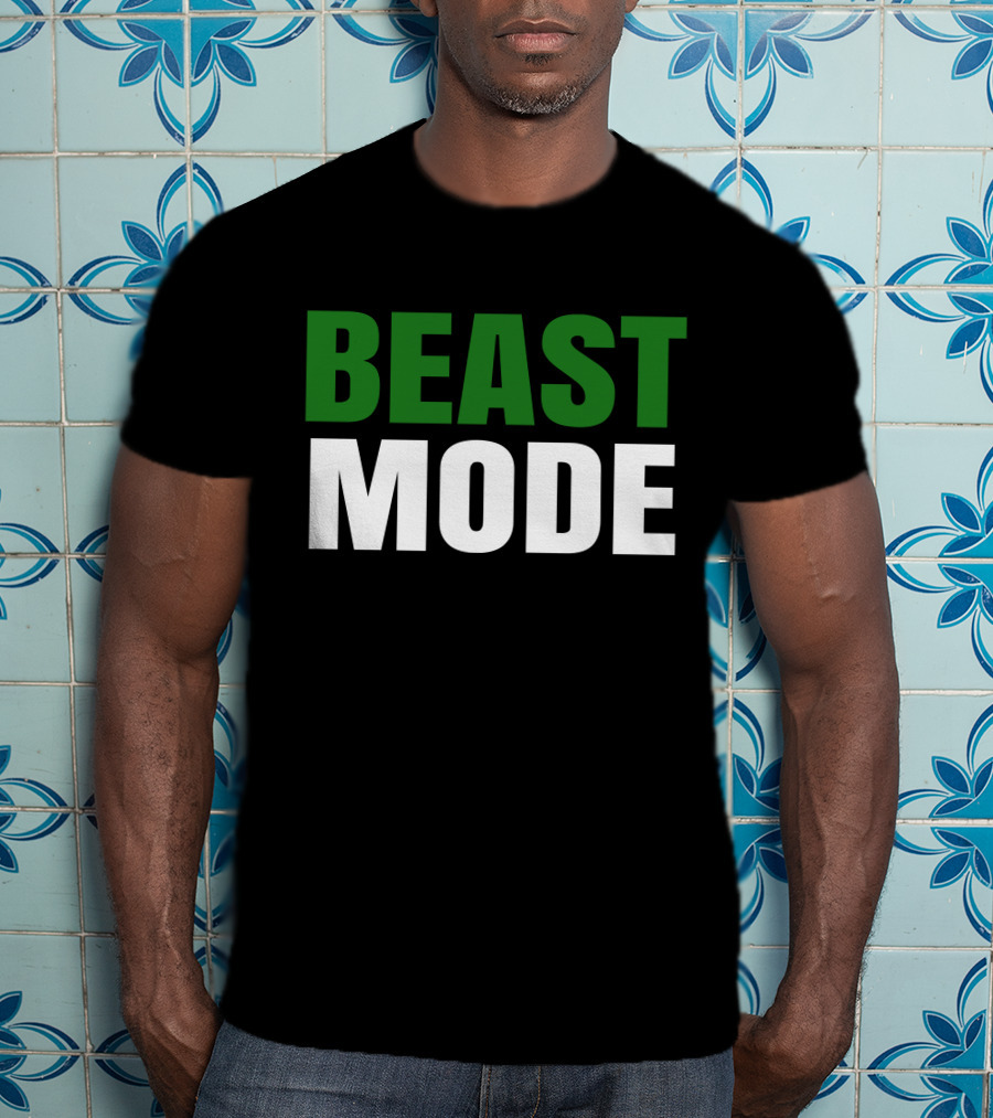 BEAST Mode Word Green Text Sports Motivation T-Shirt