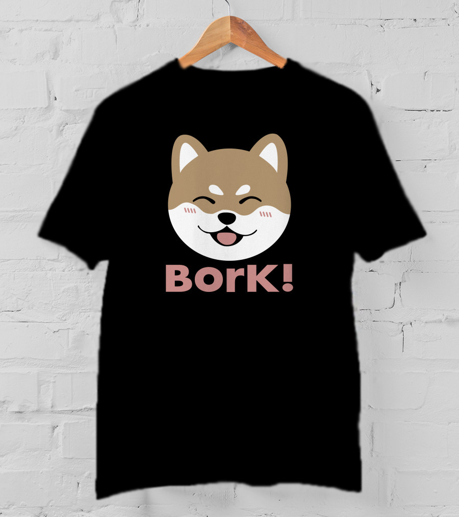 Bork Smiling Shiba Inu Dog Face T-Shirt