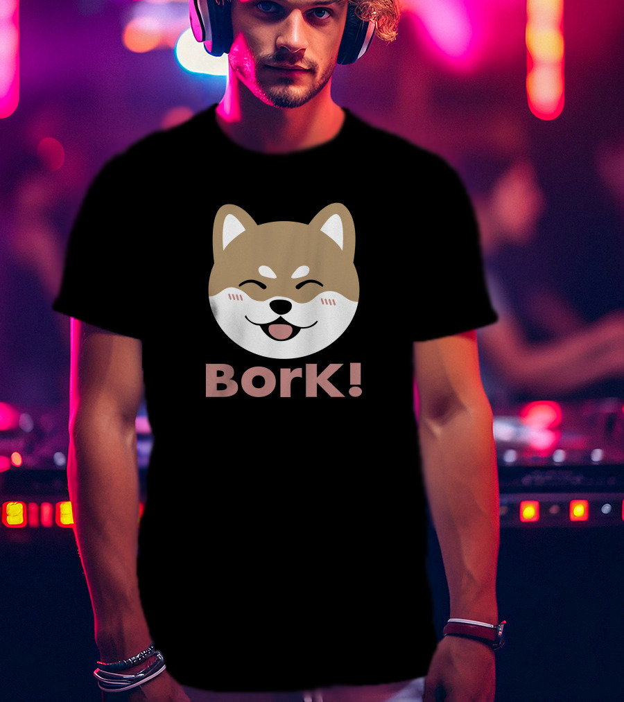 Bork Smiling Shiba Inu Dog Face T-Shirt
