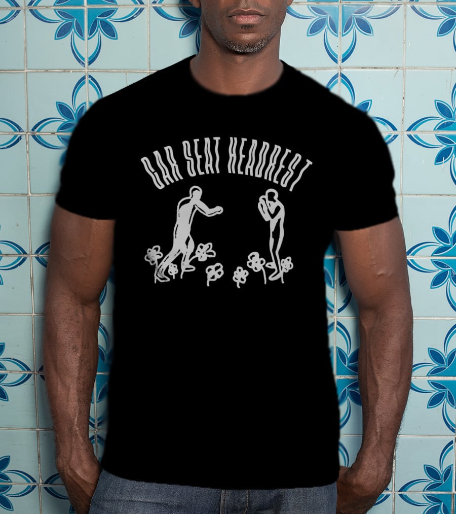 Car Seat Headrest Boxing Figures In Floral Scene T-Shirt