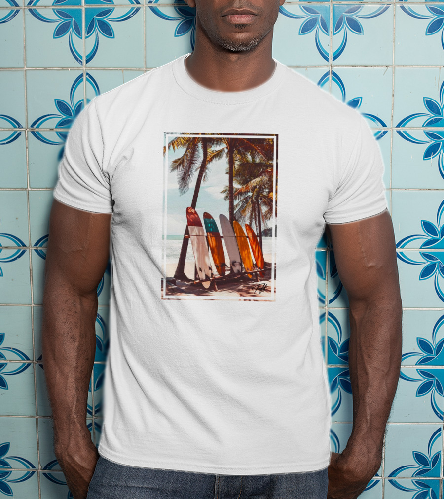 Tuff Surfboards Tropical Palm Beach Scene T-Shirt
