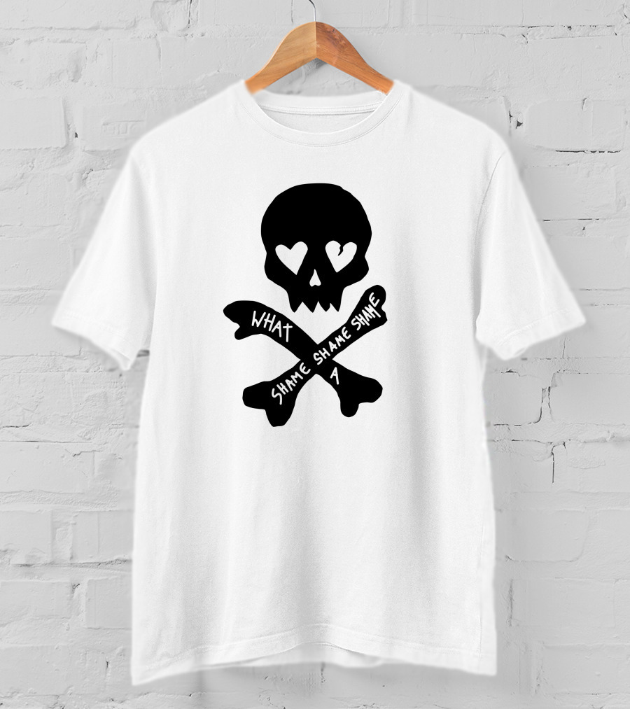 What A Shame Skull And Crossbones With Heart Eyes T-Shirt
